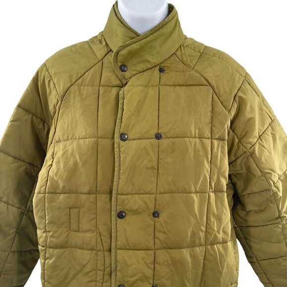Vintage J. Crew Liner Quilted Puffer Coat Jacket Double Button Army Green - Picture 3 of 5